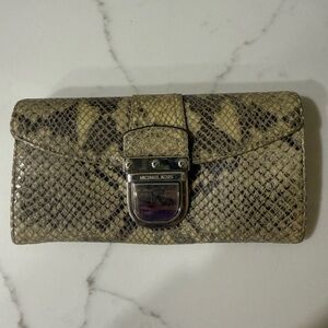 Michael Kors Beige Snake Print Wallet
